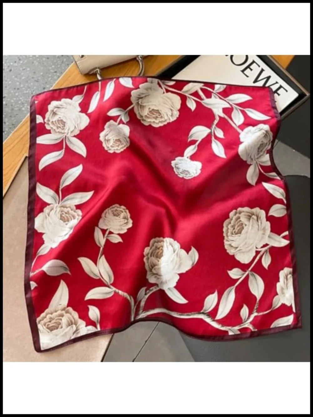 Satin Bandana Scarf for Women - Versatile Silk Feeling Hair Neck Scarf, Floral,